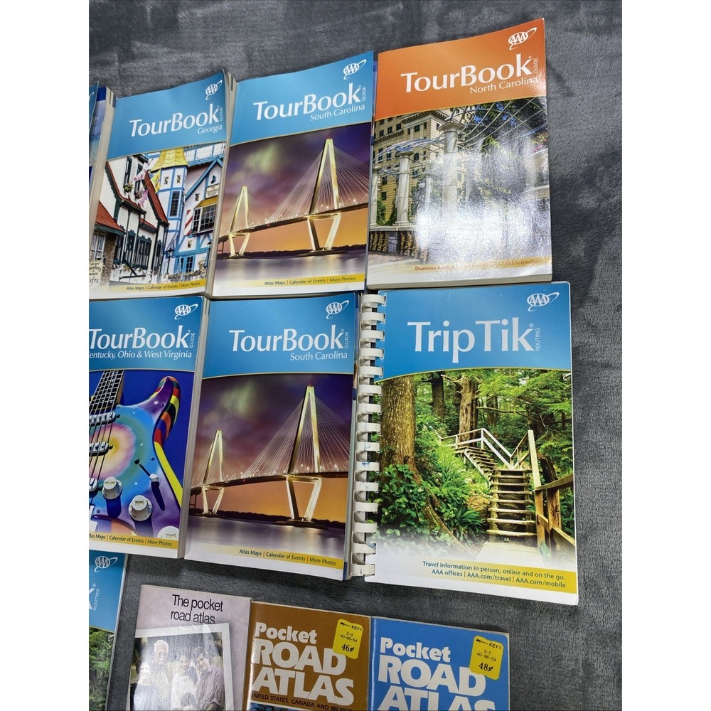 AAA Tour Book Guide Pocket Road Atlas Lot of 12‎ Travel US Trip Vacation VTG PB - Picture 3 of 14